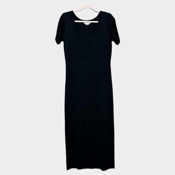 Misook Dresses & Skirts - MISOOK Black Dress Size Small Long Maxi Short Sleeve Scoop Neck Lagenlook